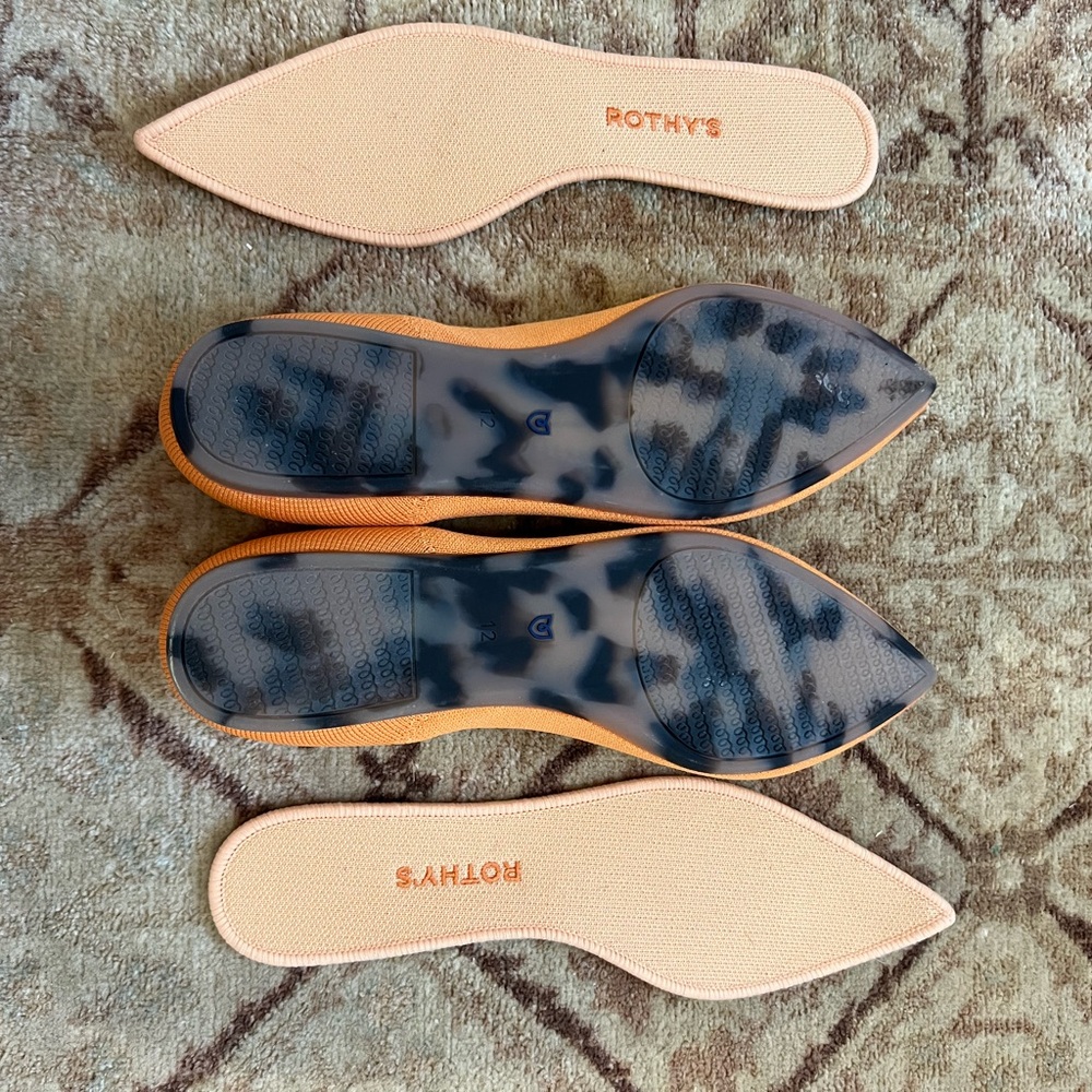 NWOT/Rothy's Women’s Pointed Toe Flats Tangerine Orange Washable Fabric - Picture 2 of 12
